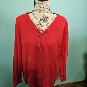 Ruff Hewn Red Lace-Up Sweatshirt